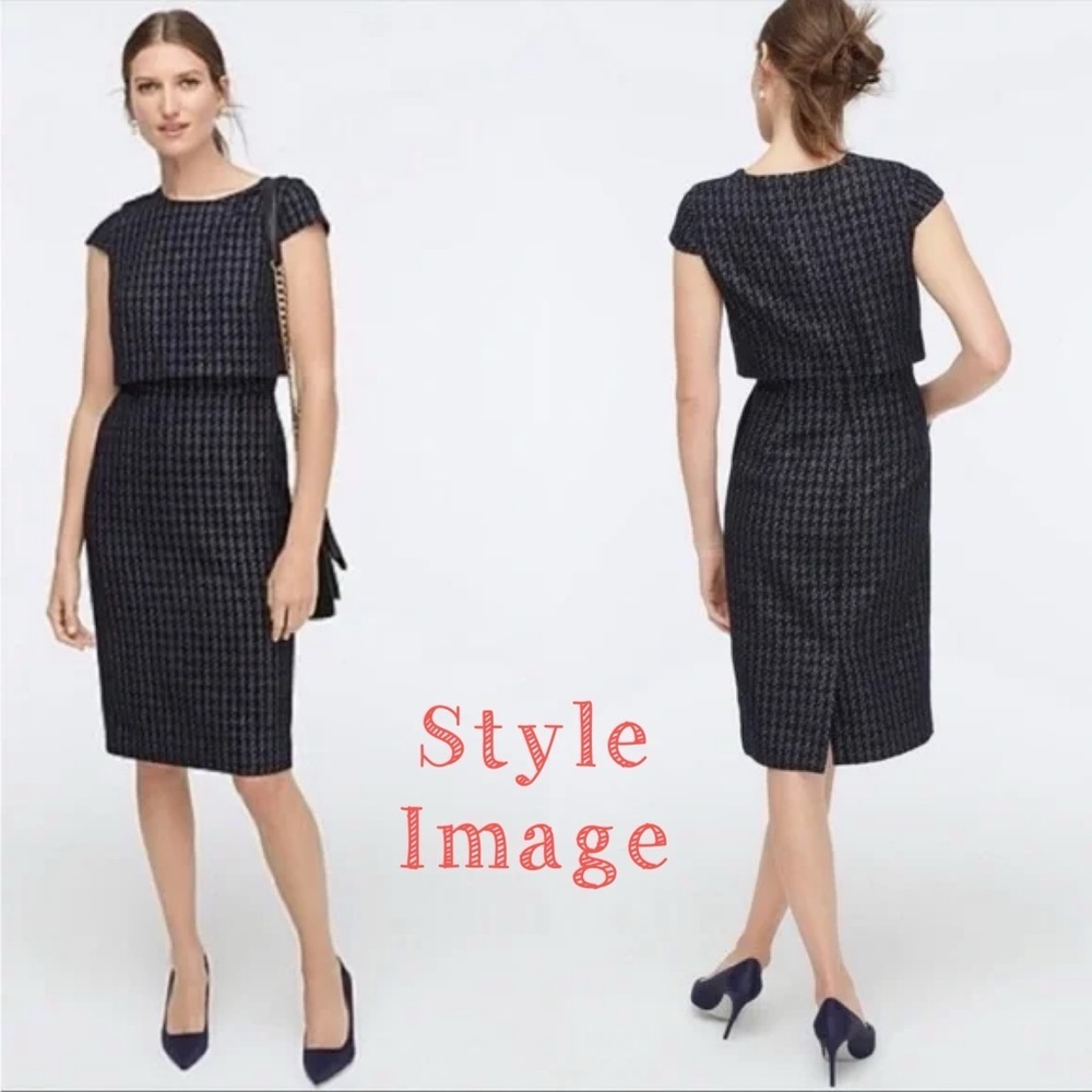 J.Crew Places Sheath Dress in Navy Dotted Tweed Size 4 NWT Style #AC413 - Picture 9 of 11